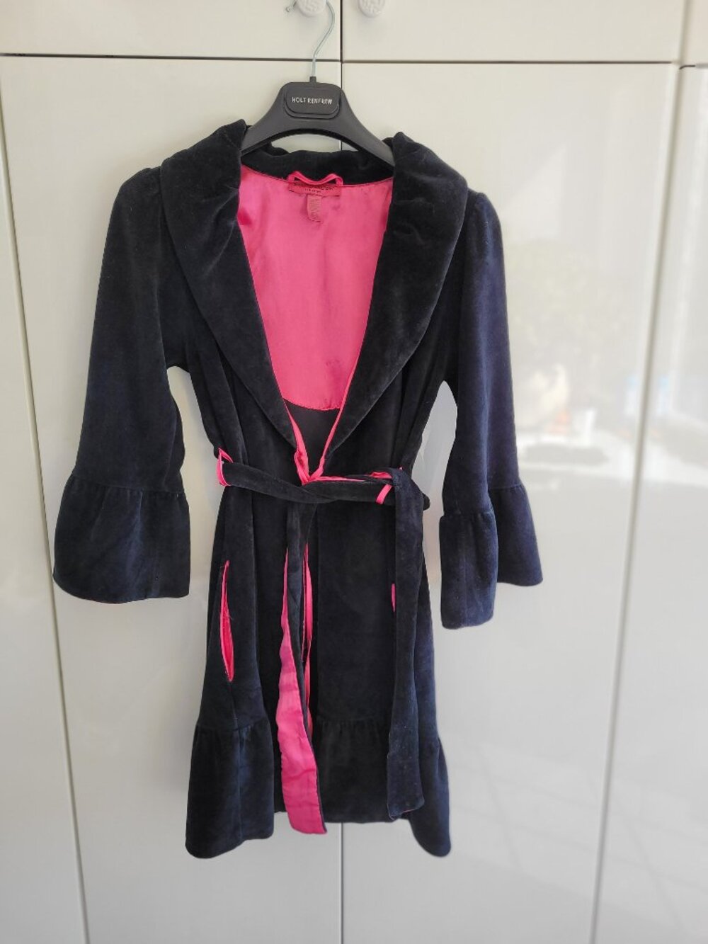 Betsey Johnson Coquette Girl Pink Satin and Velour Robe Size S - Picture 8 of 8